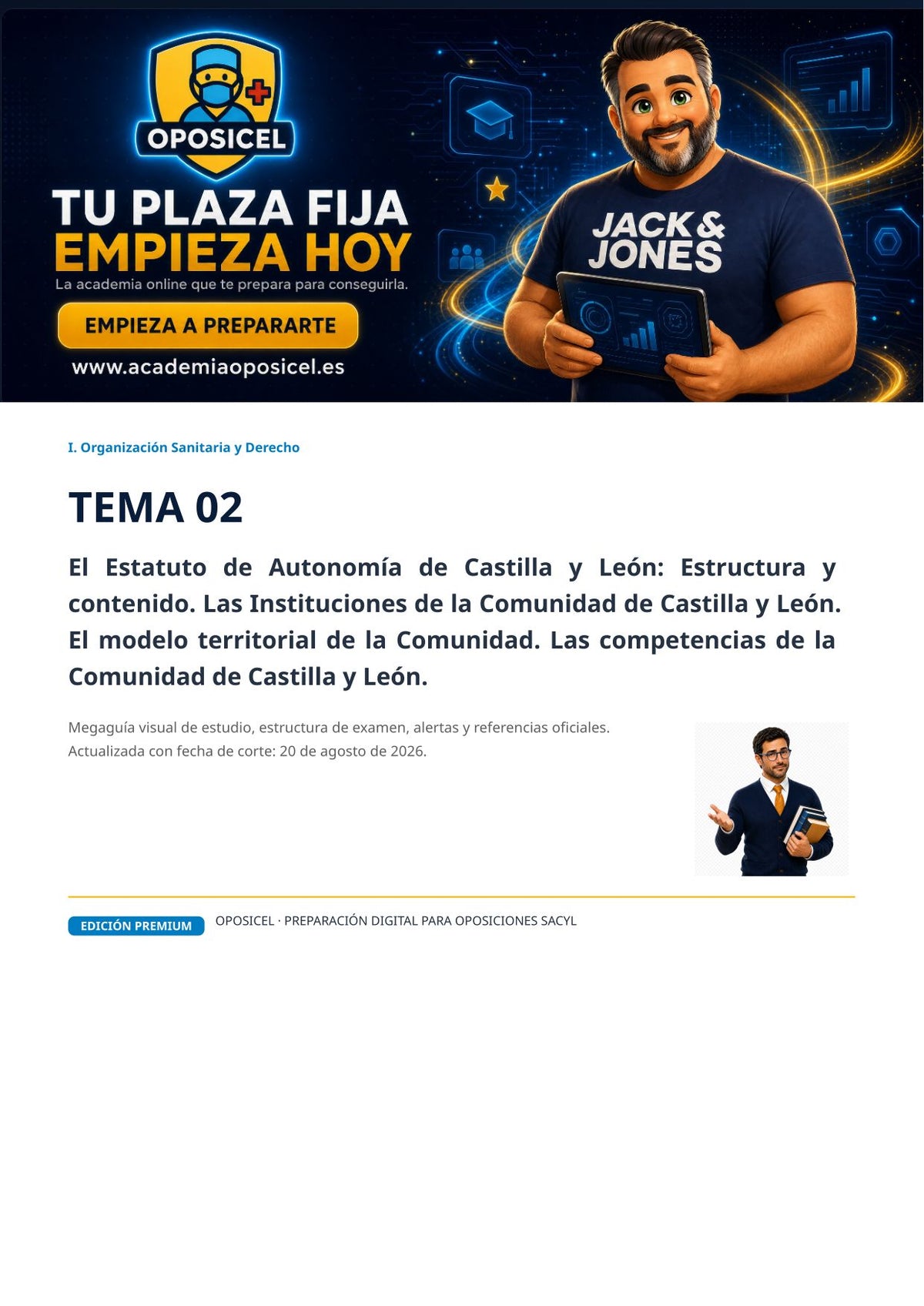 Administrativo SACYL · Tema 2: Estatuto de Autonomía de Castilla y León