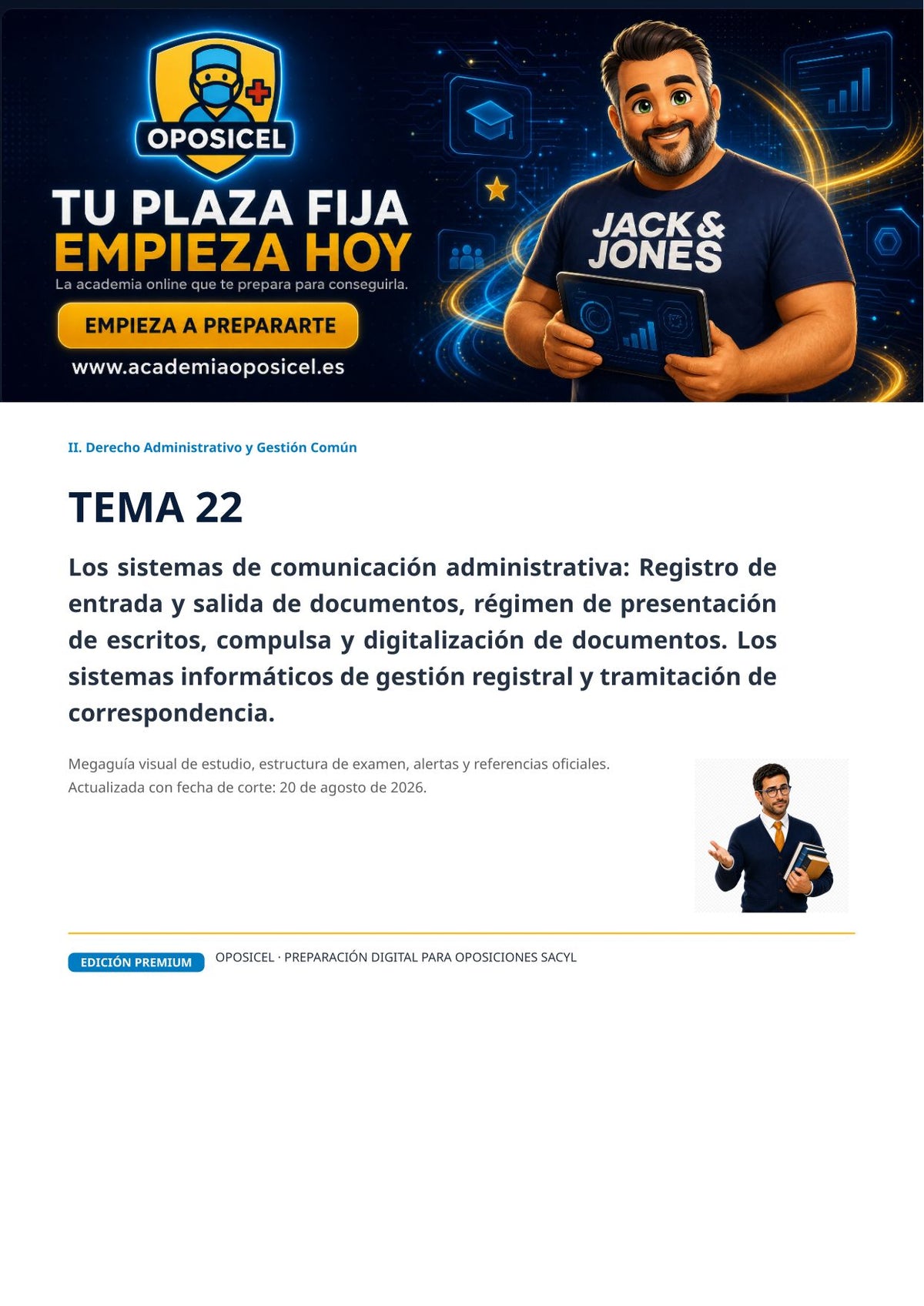 Administrativo SACYL · Tema 22: Registro y comunicación administrativa