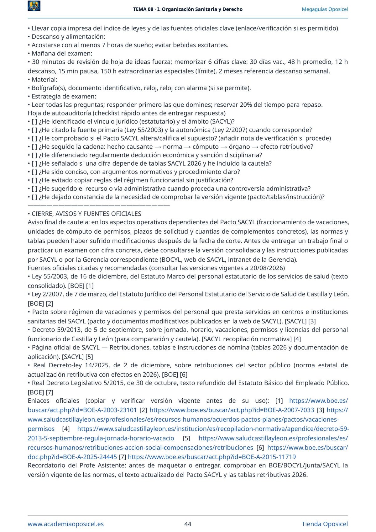 Administrativo SACYL · Tema 8: Jornada, vacaciones, licencias y permisos