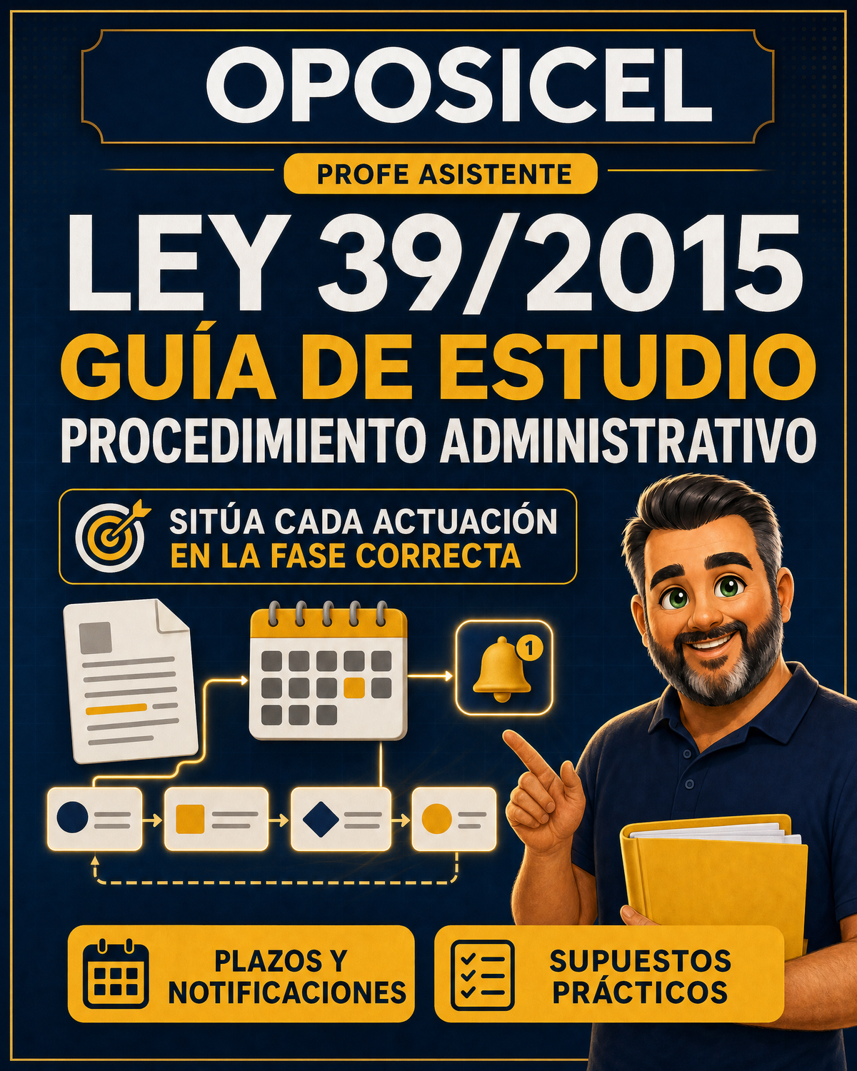 OPOSICEL: portada de la guía de la Ley 39/2015 de procedimiento administrativo con Profe Asistente