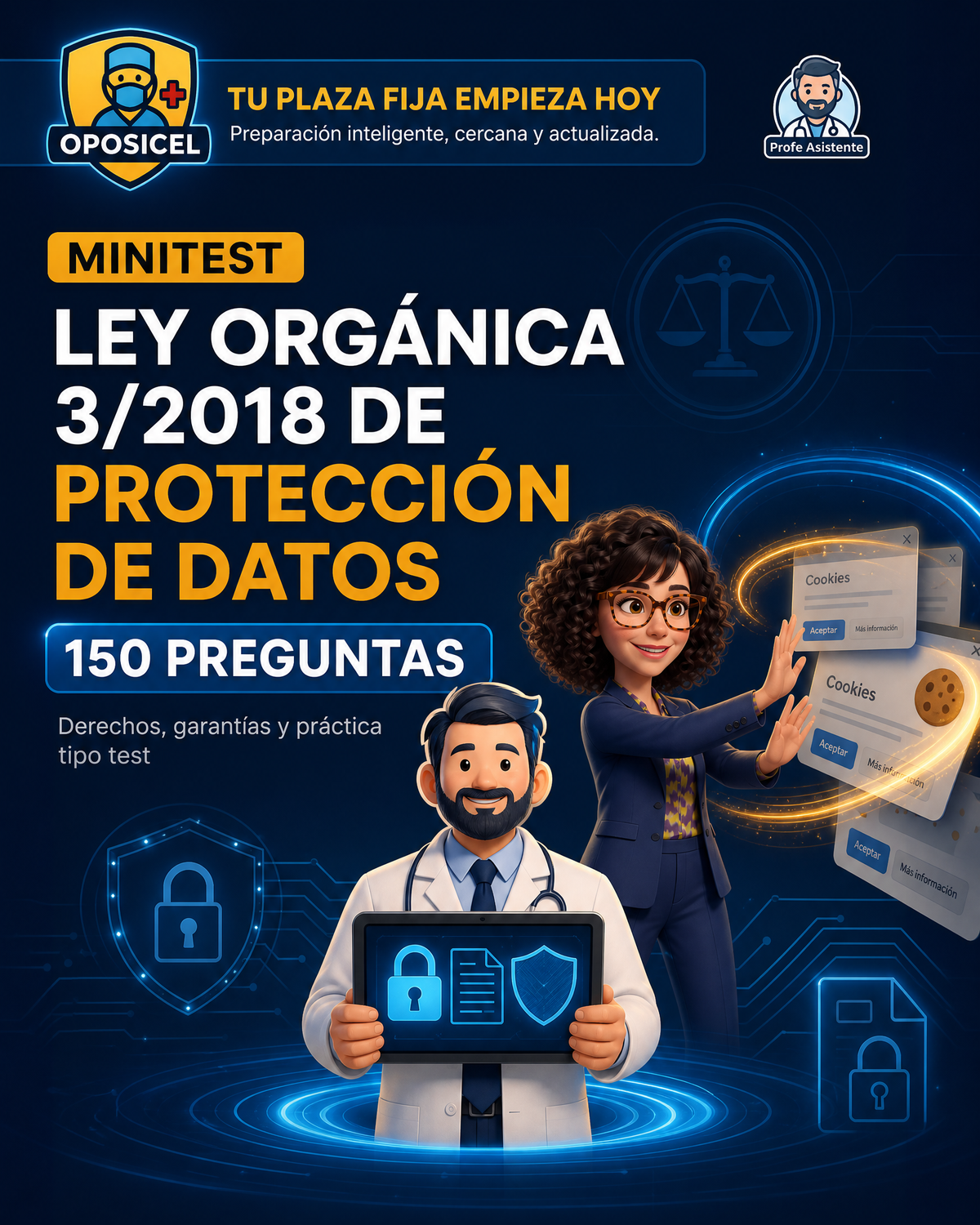 OPOSICEL — Minitest: Ley Orgánica 3/2018 de Protección de Datos — 150 preguntas — Minitest digital