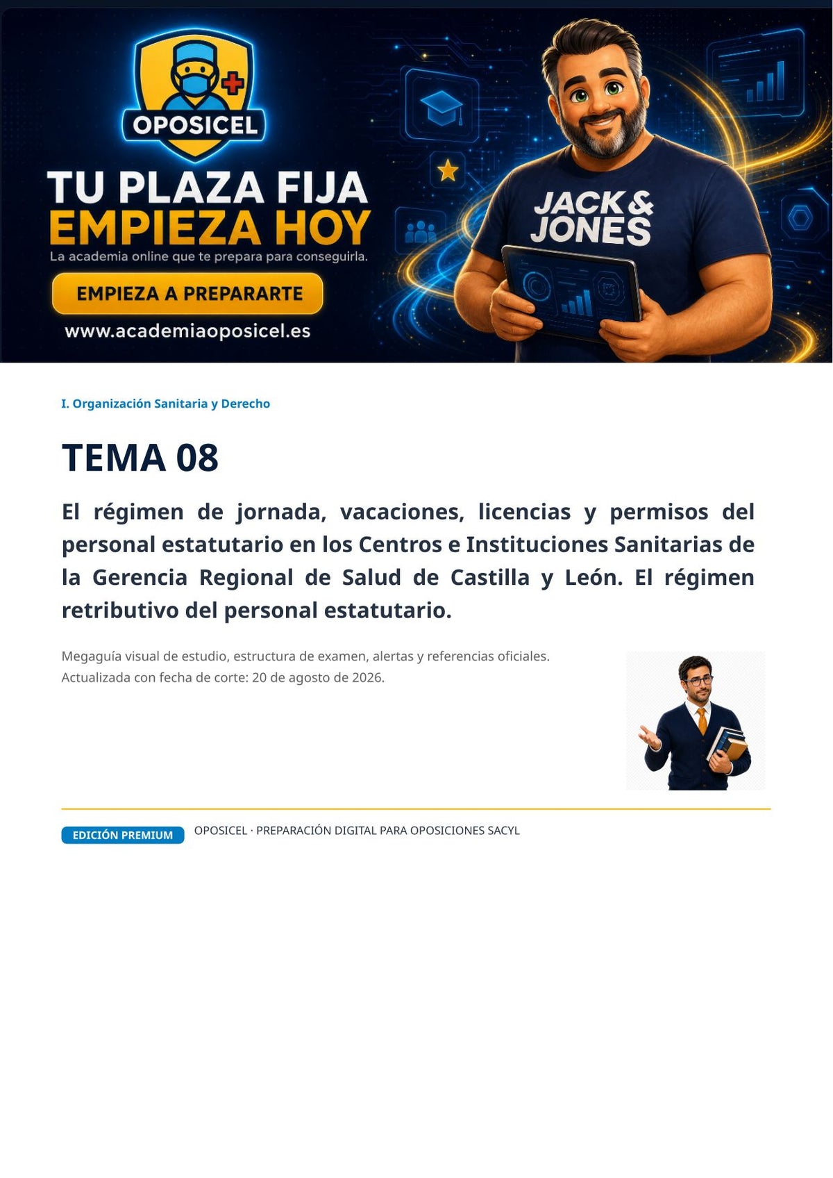 Administrativo SACYL · Tema 8: Jornada, vacaciones, licencias y permisos