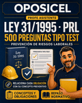 OPOSICEL: portada del test digital de PRL Ley 31/1995 con 500 preguntas y Profe Asistente