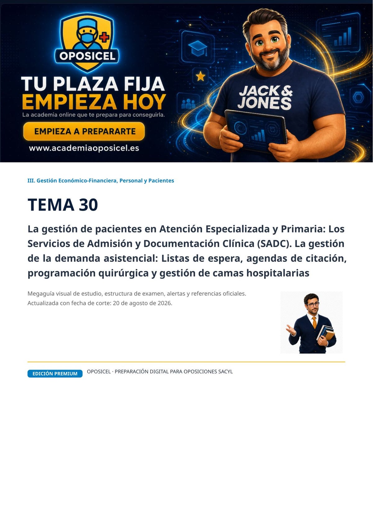 Administrativo SACYL · Tema 30: Gestión de pacientes