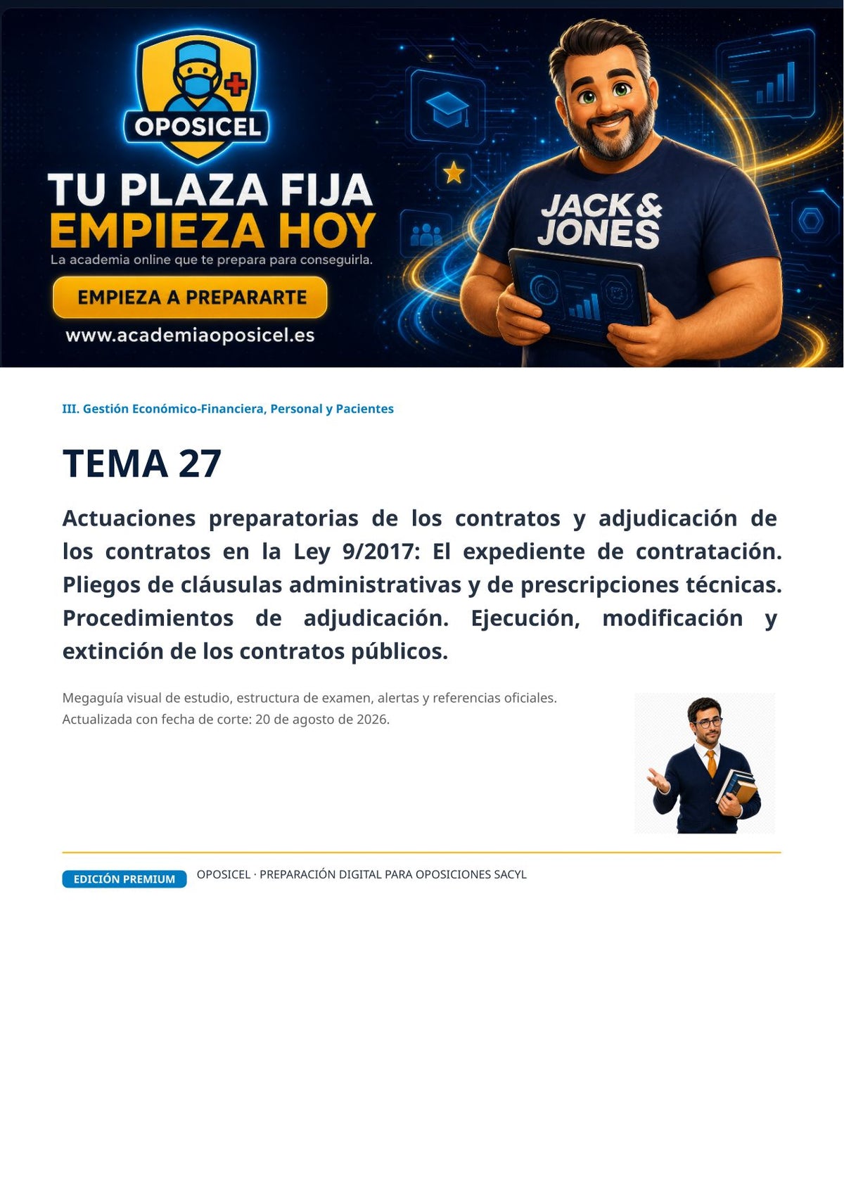 Administrativo SACYL · Tema 27: Preparación y adjudicación de contratos