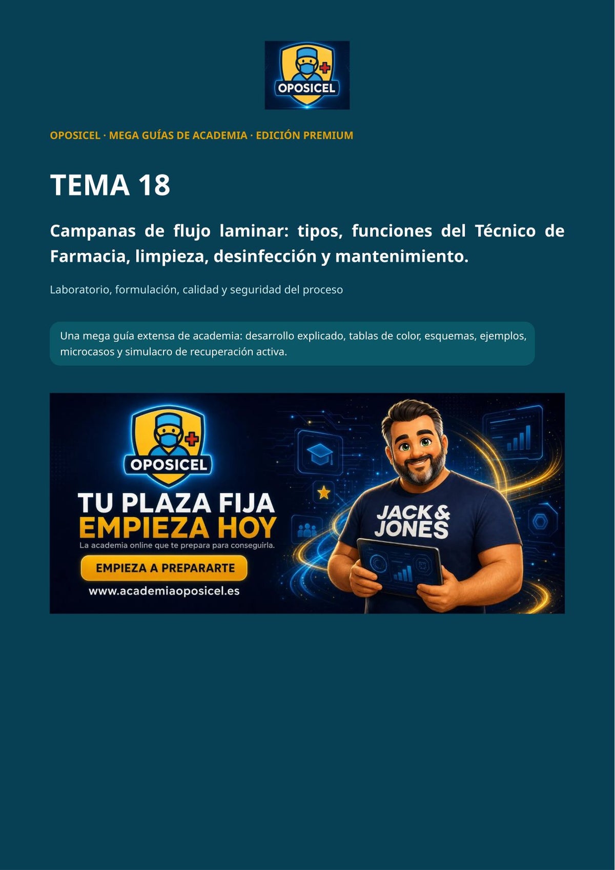 Técnico/a en Farmacia SACYL: Tema 18 — Cabinas de Flujo Laminar
