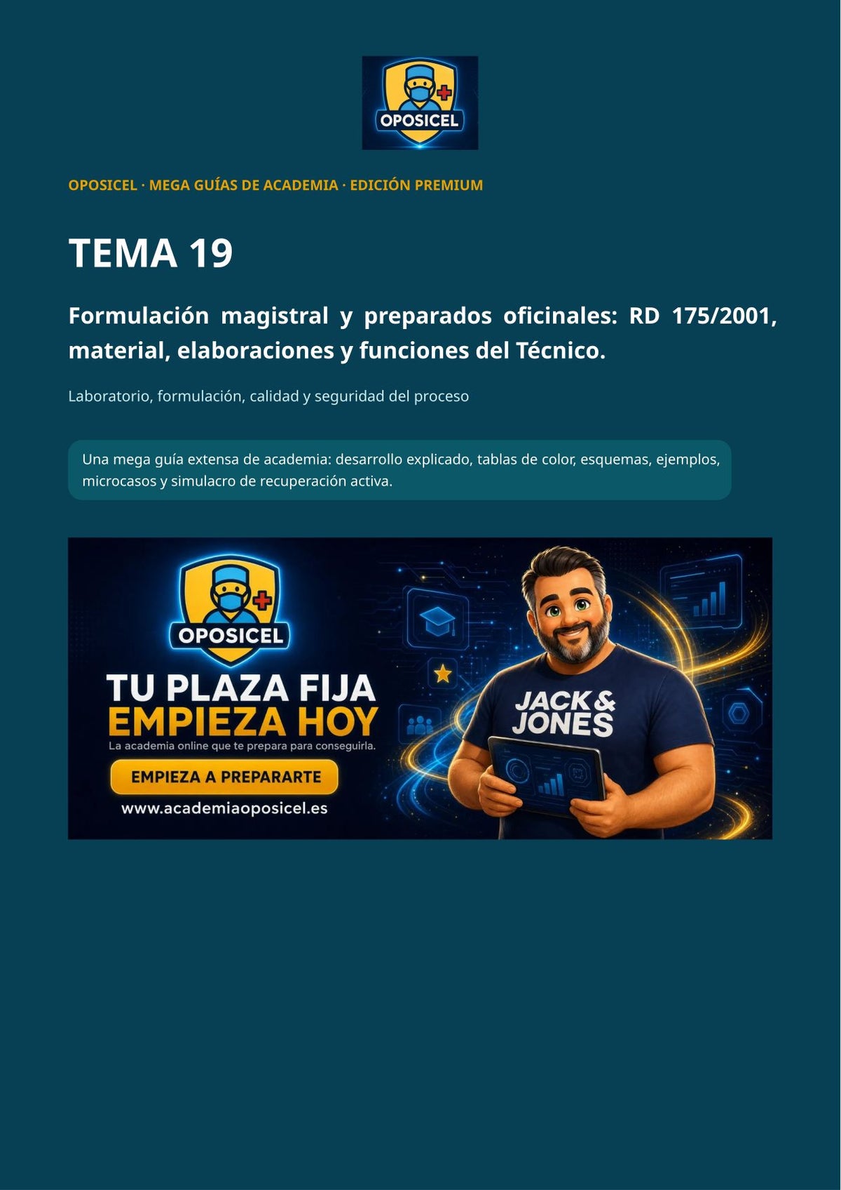 Técnico/a en Farmacia SACYL: Tema 19 — Formulación Magistral