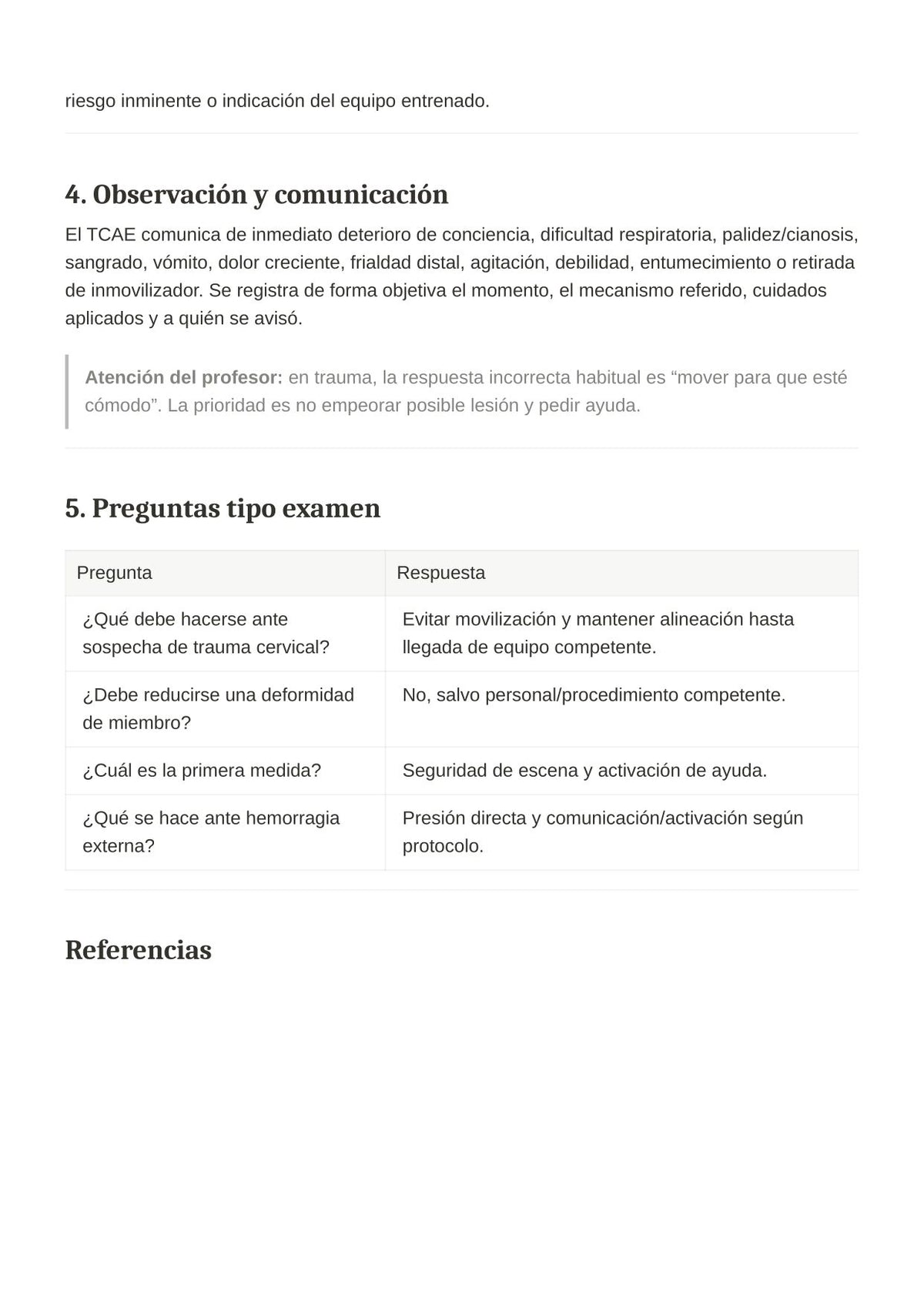 TCAE SACYL: Atención al paciente con traumatismos