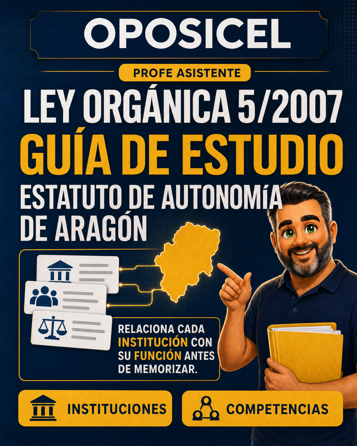 OPOSICEL: portada de la guía del Estatuto de Autonomía de Aragón con Profe Asistente