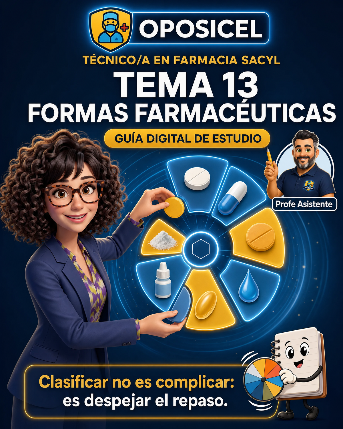 Portada OPOSICEL — Técnico/a en Farmacia SACYL: Tema 13 — Formas Farmacéuticas