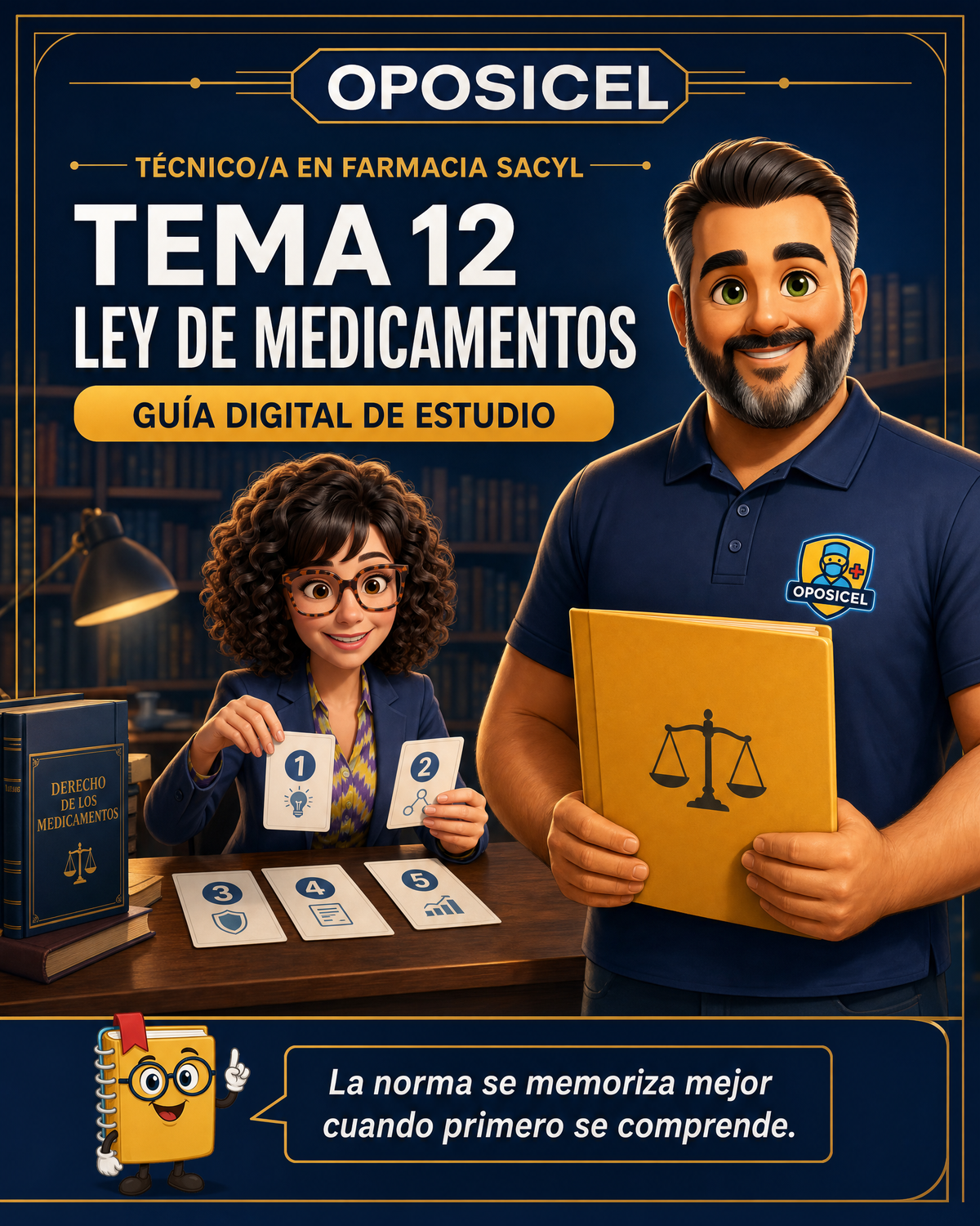 Portada OPOSICEL — Técnico/a en Farmacia SACYL: Tema 12 — Ley de Medicamentos