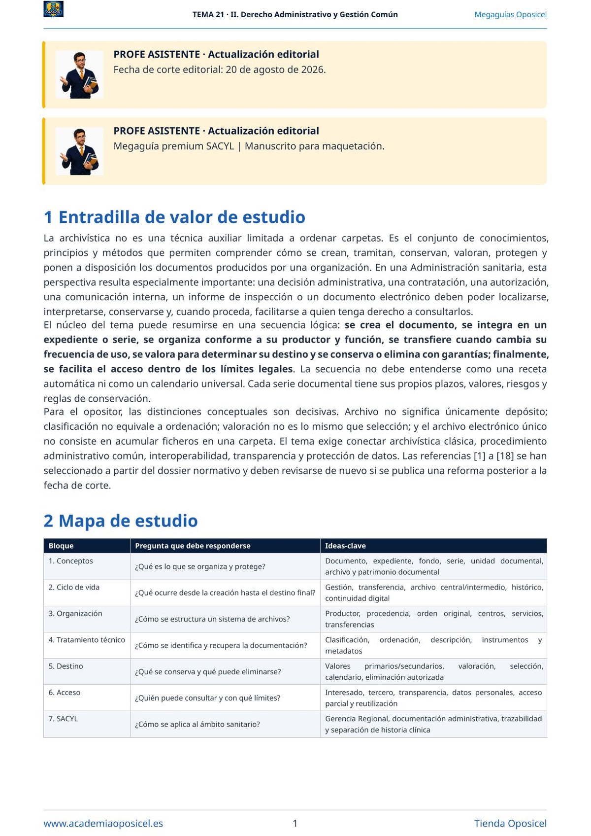 Administrativo SACYL · Tema 21: Archivística y gestión documental