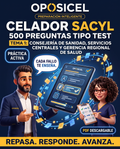 Portada OPOSICEL del test de 500 preguntas tipo test para Celador SACYL: Tema 1 Consejería de Sanidad, servicios centrales y Gerencia Regional de Salud, en PDF descargable.