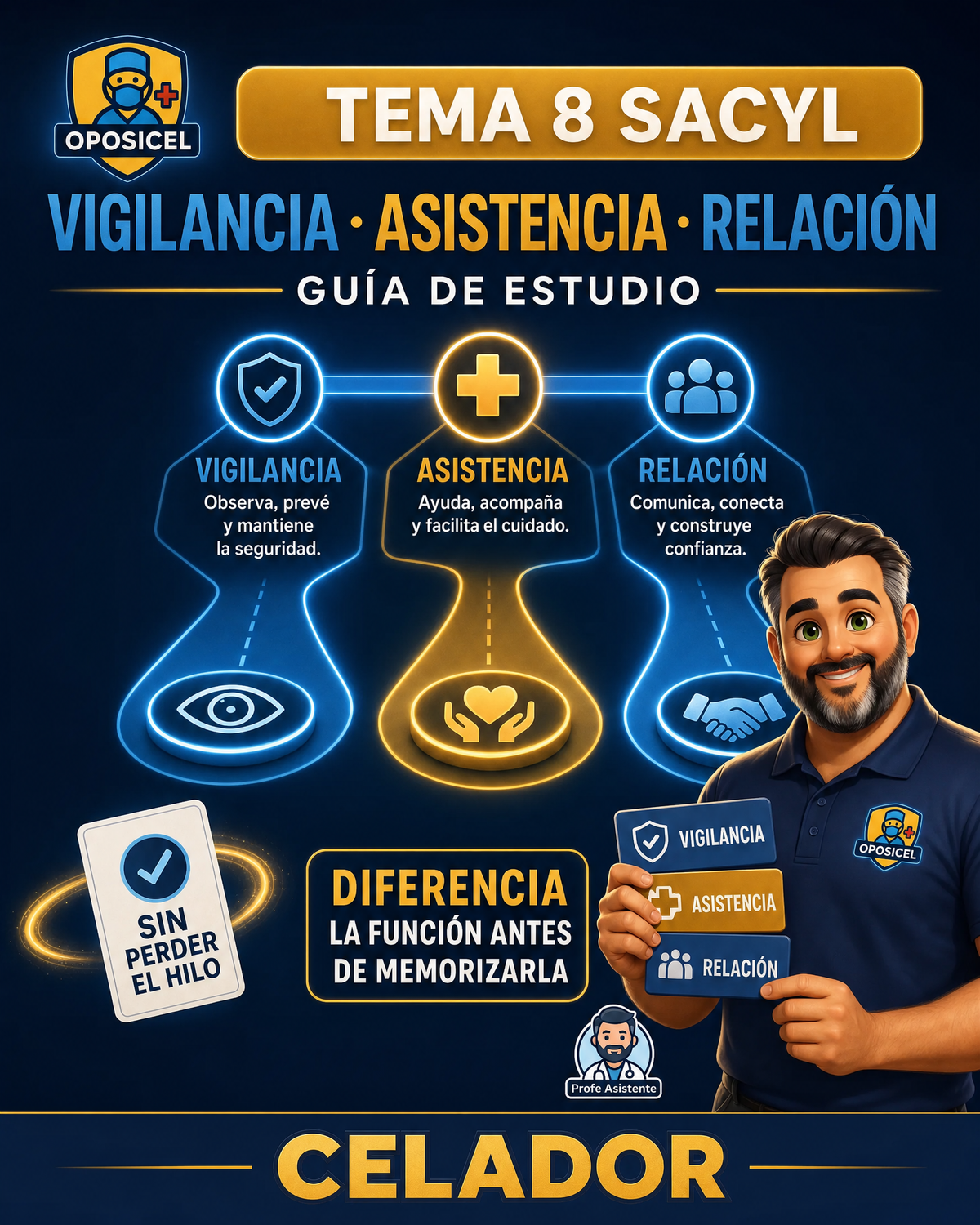 OPOSICEL: portada de Tema 8 SACYL: vigilancia, asistencia y relación con pacientes