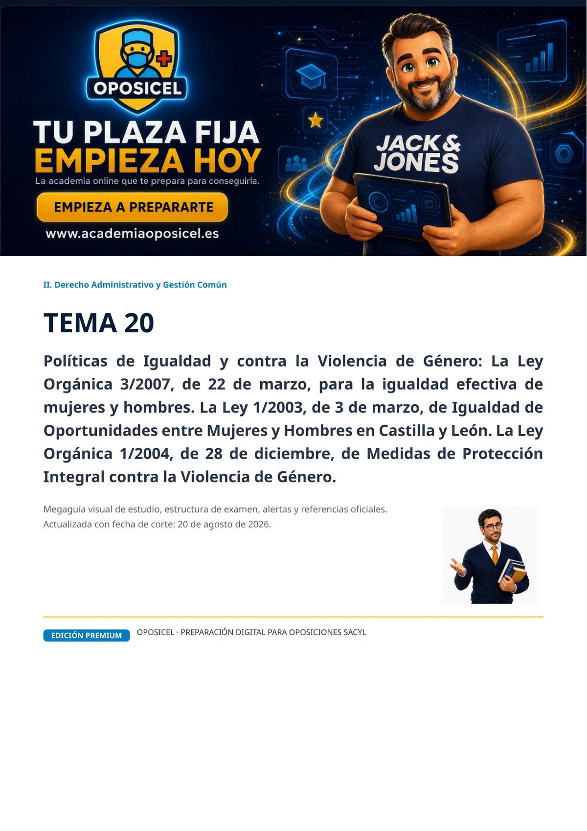 Administrativo SACYL · Tema 20: Igualdad y violencia de género