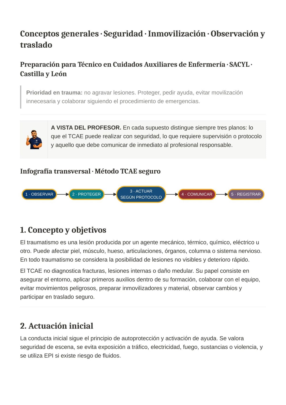 TCAE SACYL: Atención al paciente con traumatismos