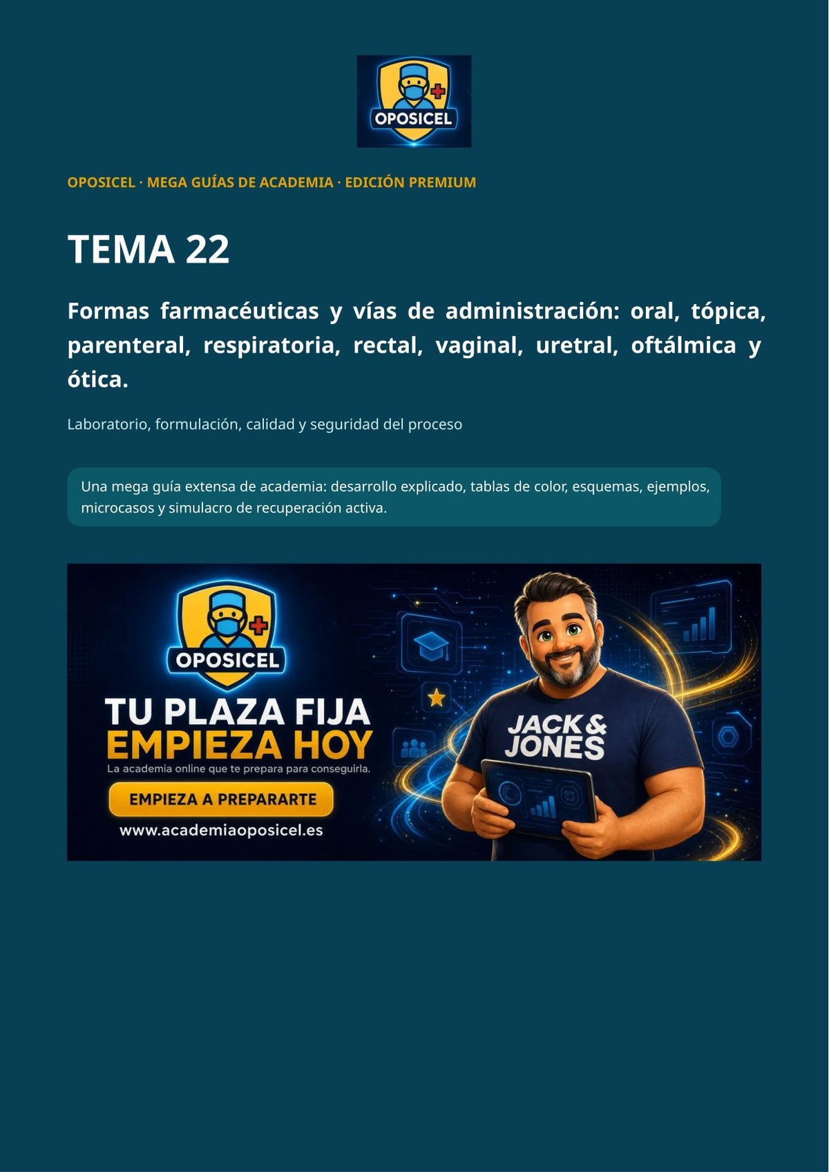 Técnico/a en Farmacia SACYL: Tema 22 — Vías de Administración