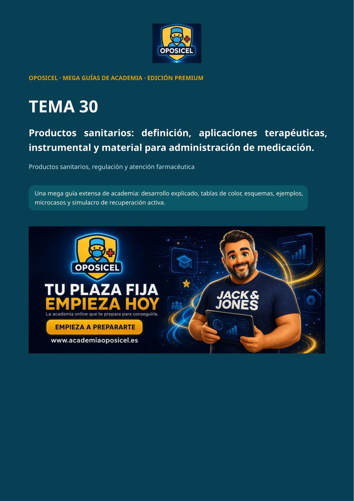 Técnico/a en Farmacia SACYL: Tema 30 — Productos Sanitarios