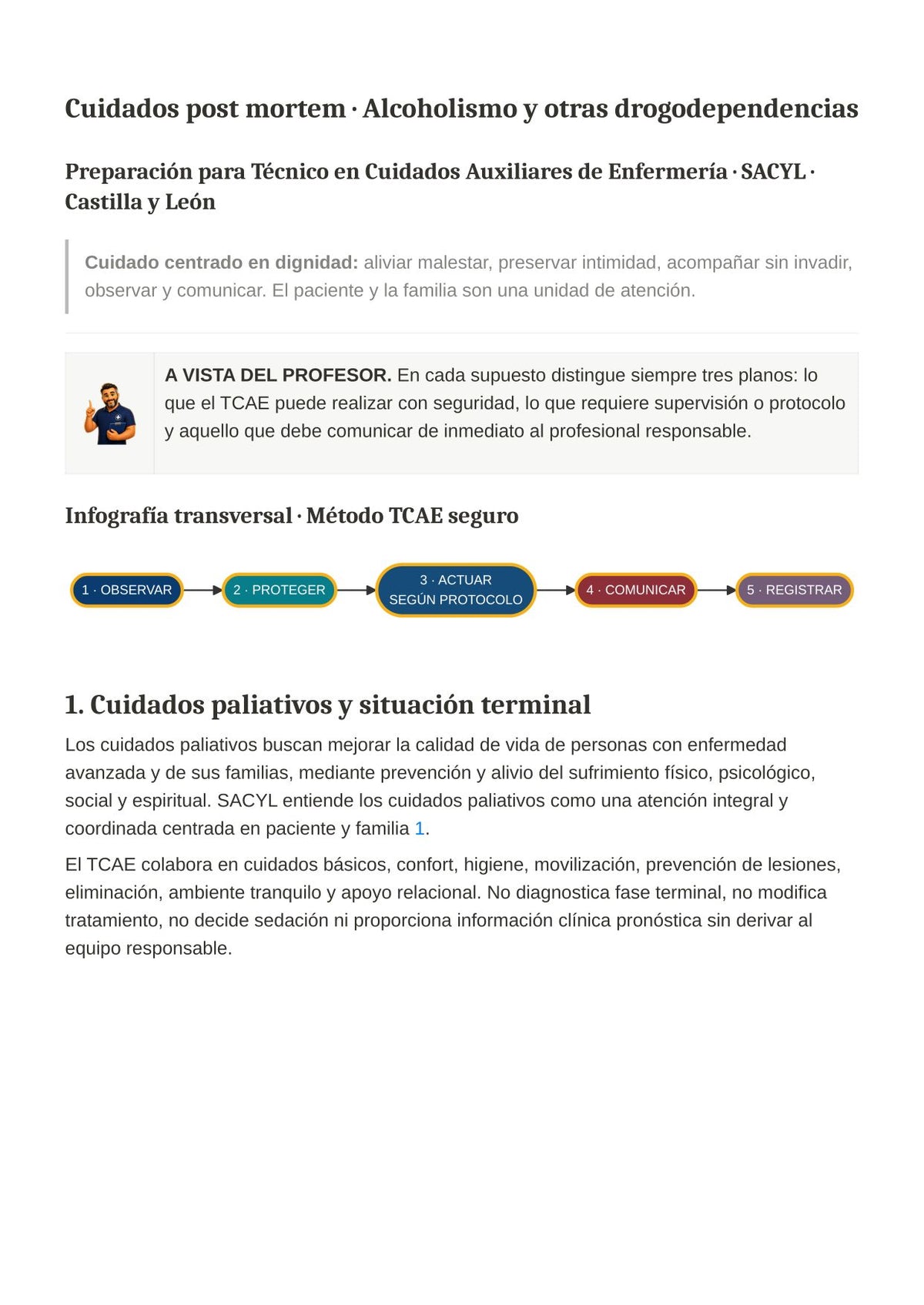 TCAE SACYL: Enfermo terminal, cuidados post mortem y drogodependencias