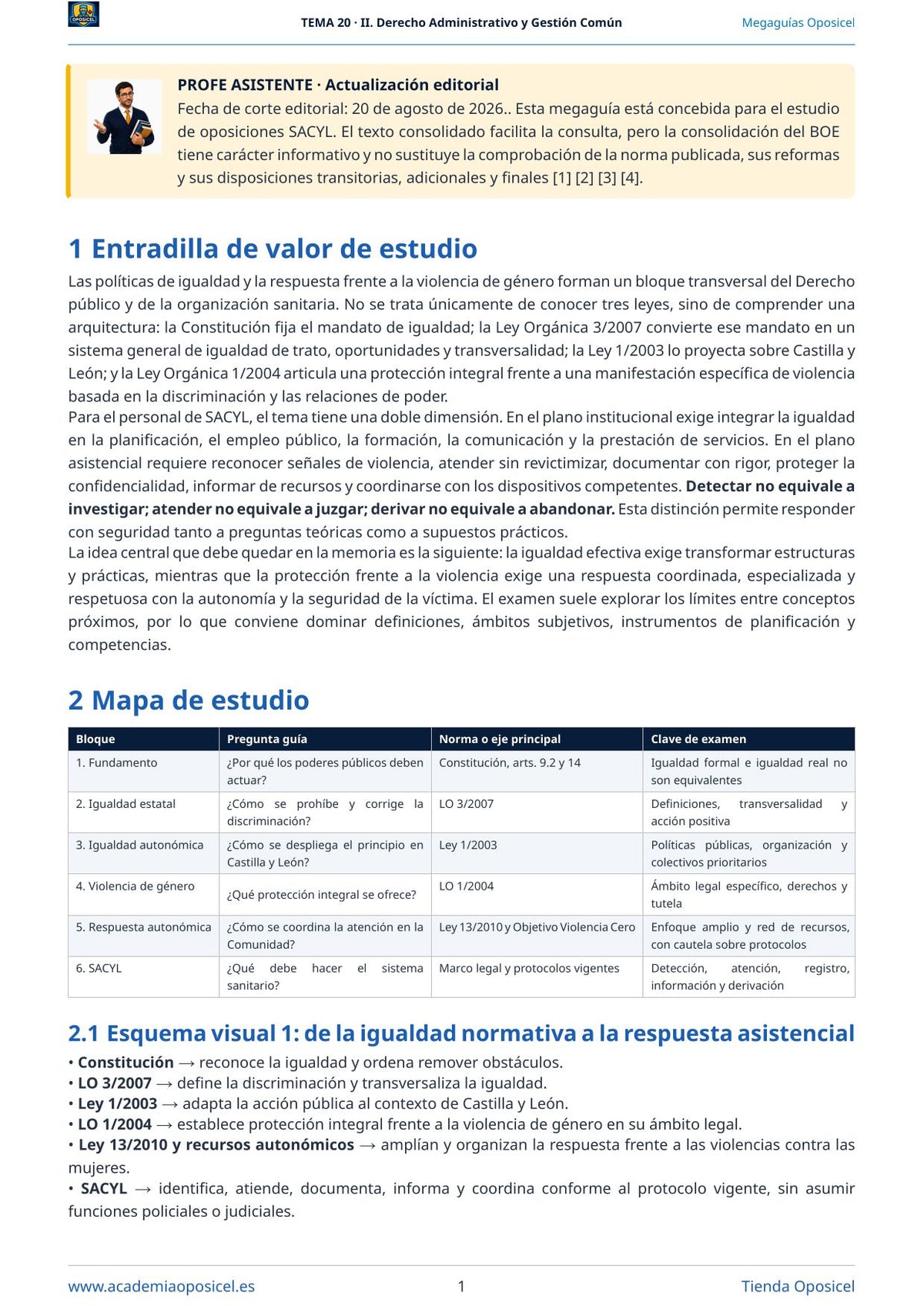 Administrativo SACYL · Tema 20: Igualdad y violencia de género