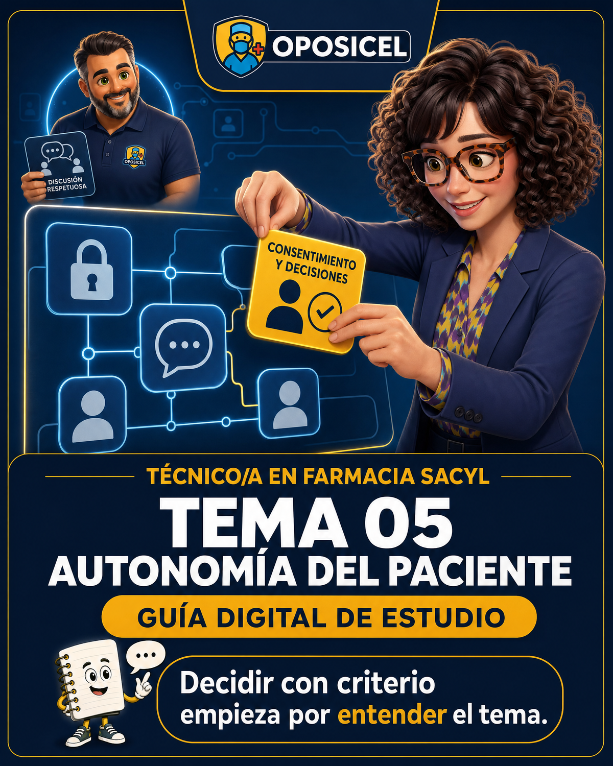 Portada OPOSICEL — Técnico/a en Farmacia SACYL: Tema 05 — Autonomía del Paciente