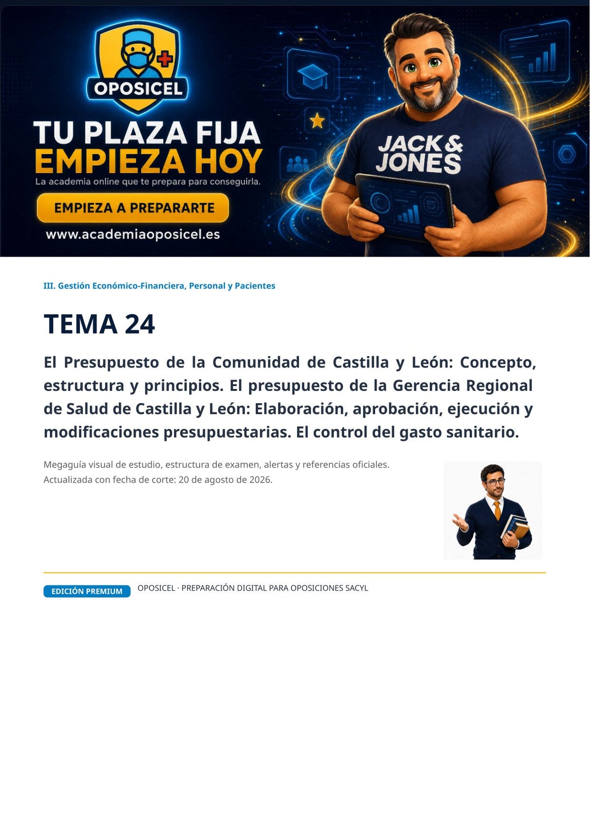 Administrativo SACYL · Tema 24: Presupuestos de Castilla y León y SACYL