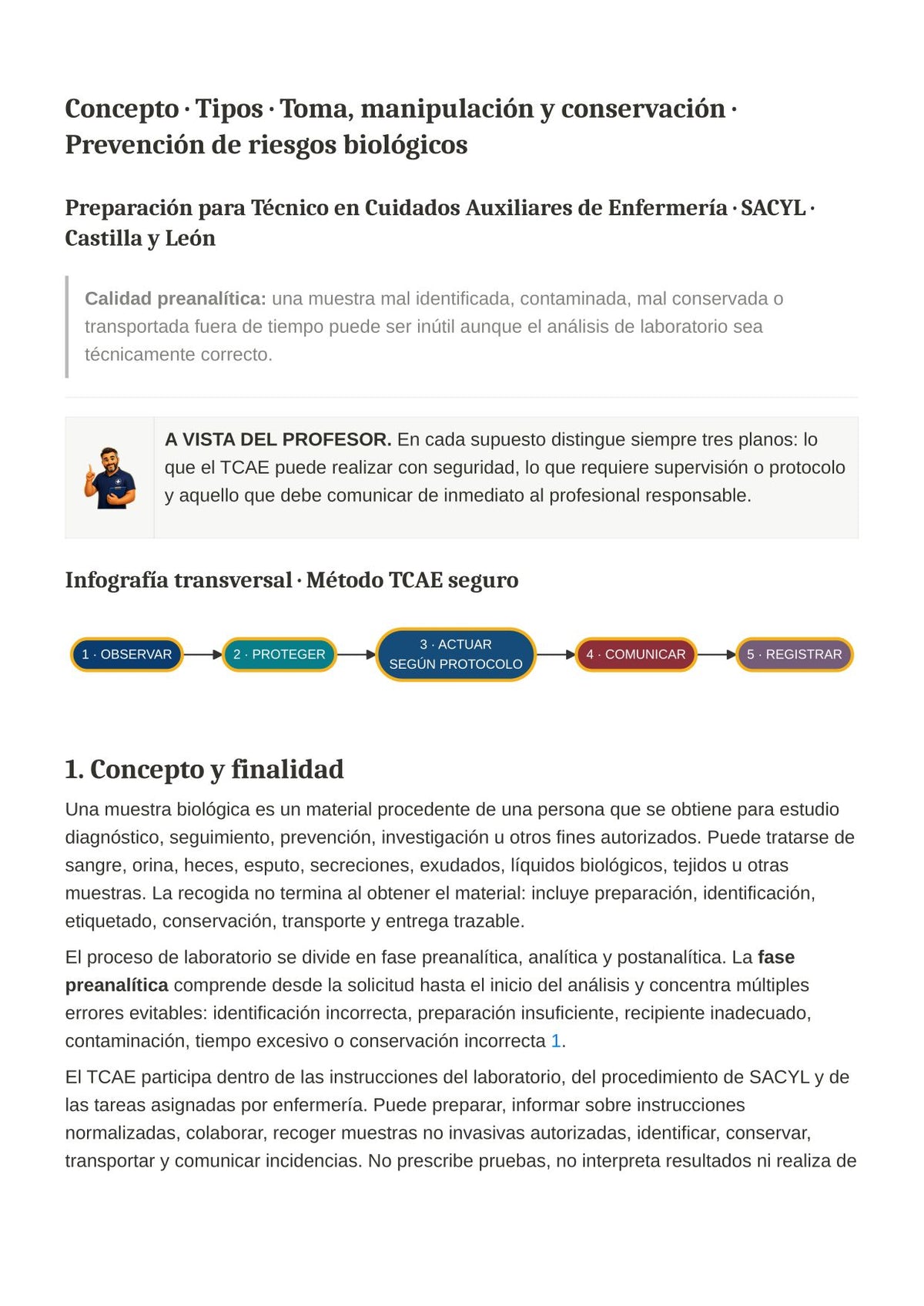 TCAE SACYL: Recogida de muestras biológicas