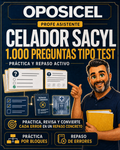 OPOSICEL: portada del test digital de Celador SACYL con 1.000 preguntas tipo test y Profe Asistente