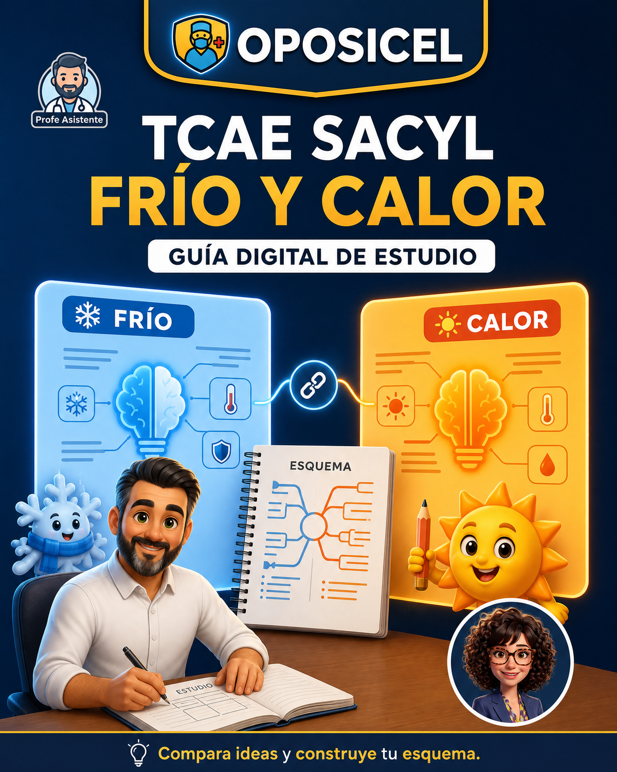 Portada OPOSICEL: TCAE SACYL: Frío y calor. Recurso digital de preparación de oposiciones.