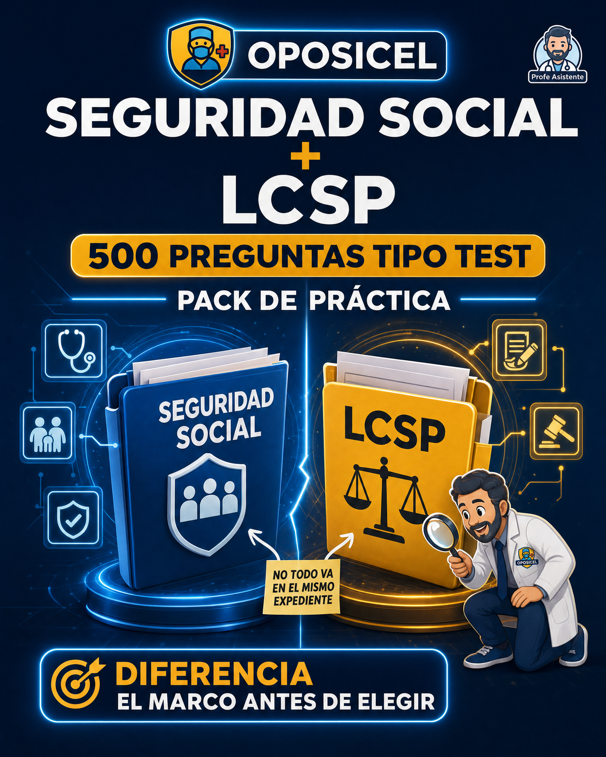 OPOSICEL: portada de Seguridad Social y LCSP: 500 preguntas tipo test
