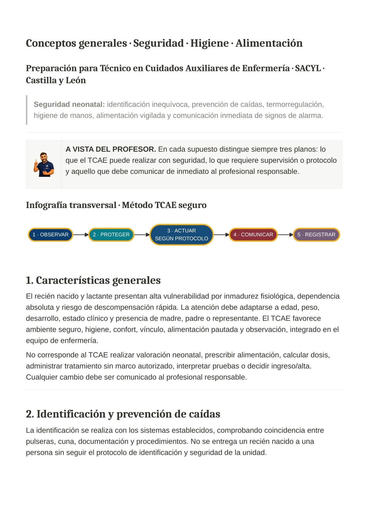 TCAE SACYL: Atención al recién nacido y lactante