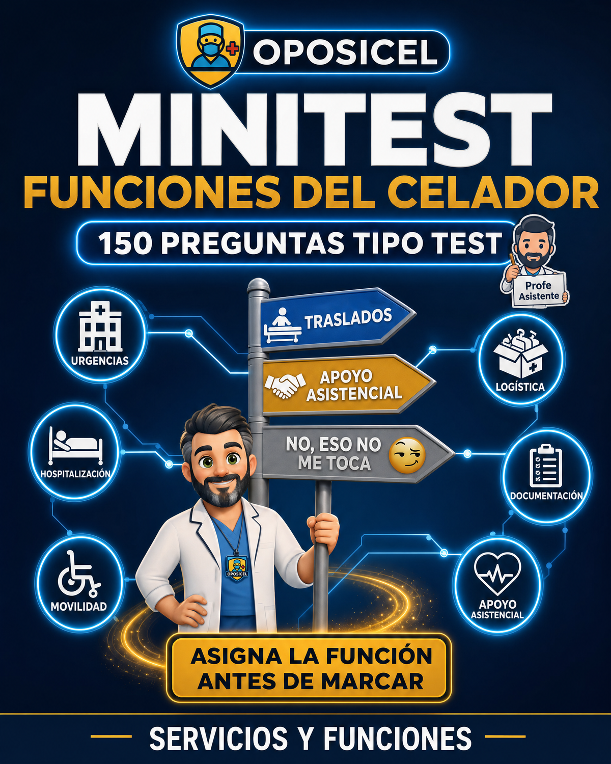 OPOSICEL: portada de Minitest de funciones del celador