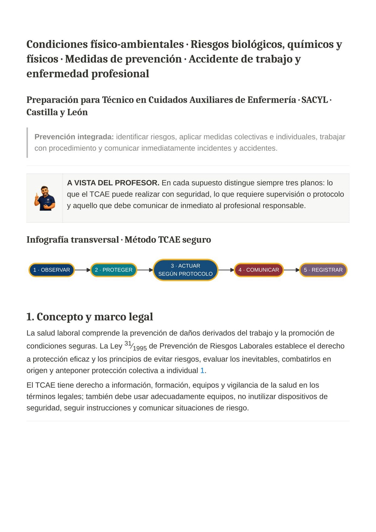 TCAE SACYL: Salud laboral y prevención de riesgos