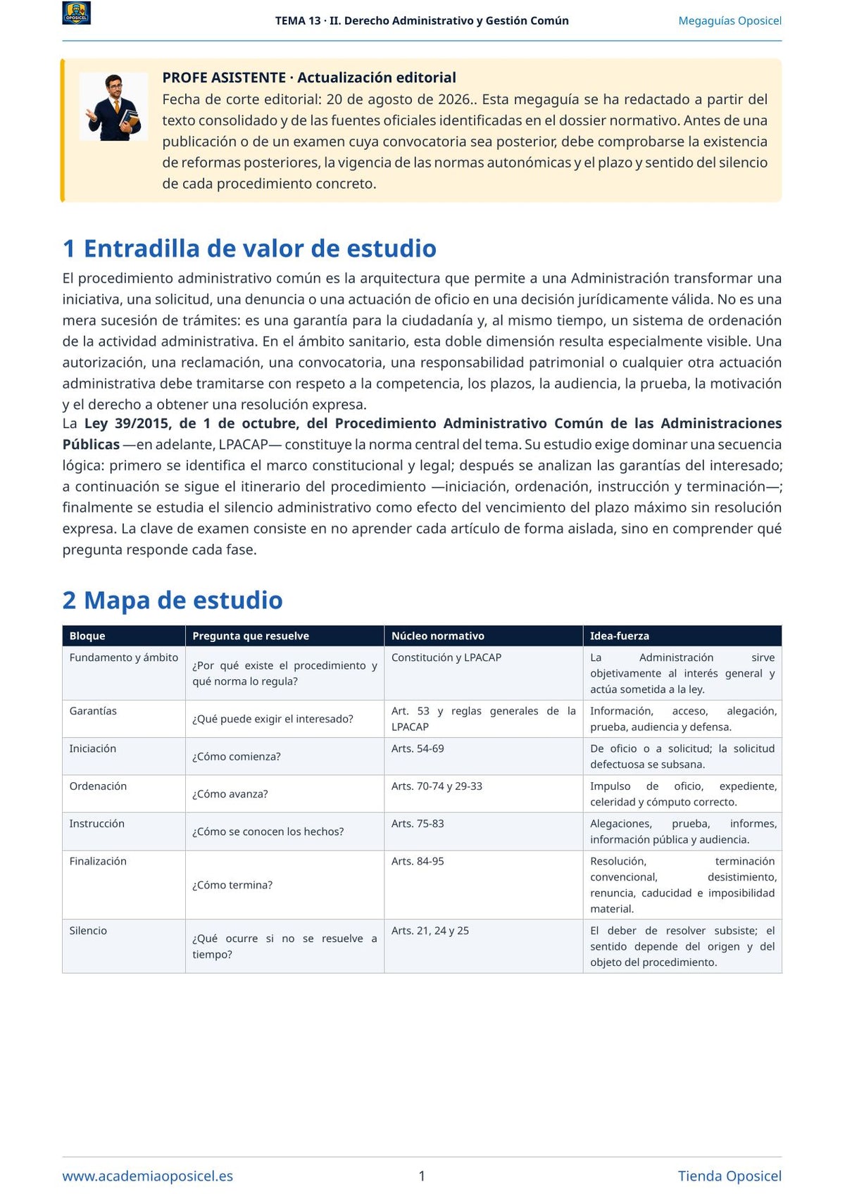 Administrativo SACYL · Tema 13: Procedimiento administrativo común
