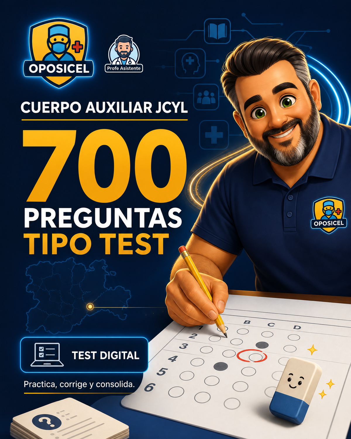 OPOSICEL · Cuerpo Auxiliar JCyL: 700 Preguntas Tipo Test · Digital PDF