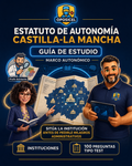 OPOSICEL: portada del Estatuto de Autonomía de Castilla-La Mancha con Profe Asistente y mapa institucional