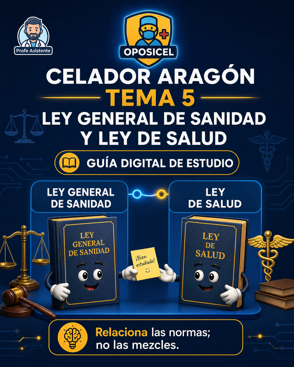 OPOSICEL · Celador Aragón: Tema 5 — Ley General de Sanidad y Ley de Salud · Guía digital de estudio