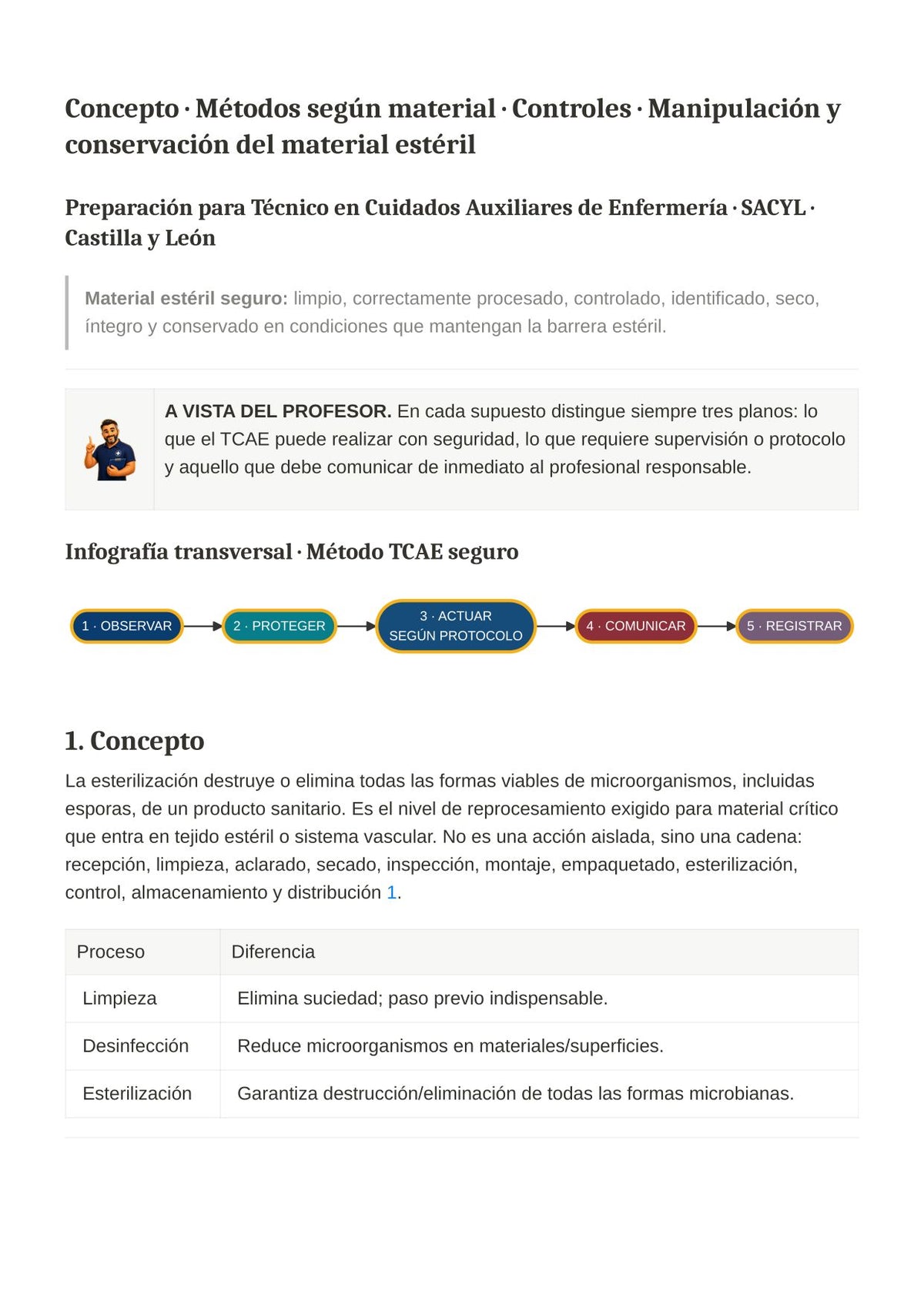 TCAE SACYL: Esterilización