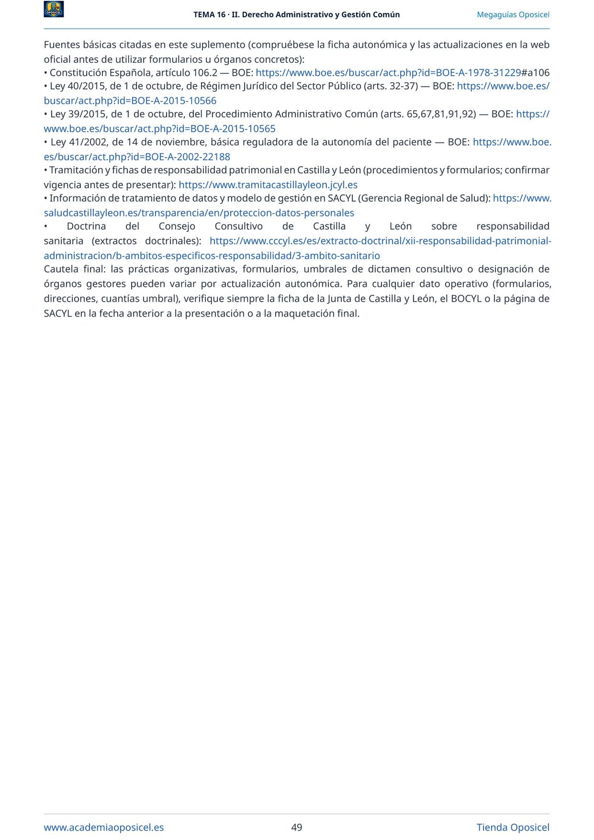 Administrativo SACYL · Tema 16: Responsabilidad patrimonial
