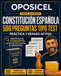 OPOSICEL: portada del test de Constitución Española con 500 preguntas y Profe Asistente