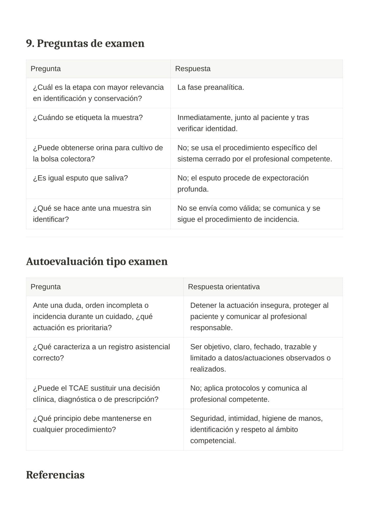 TCAE SACYL: Recogida de muestras biológicas