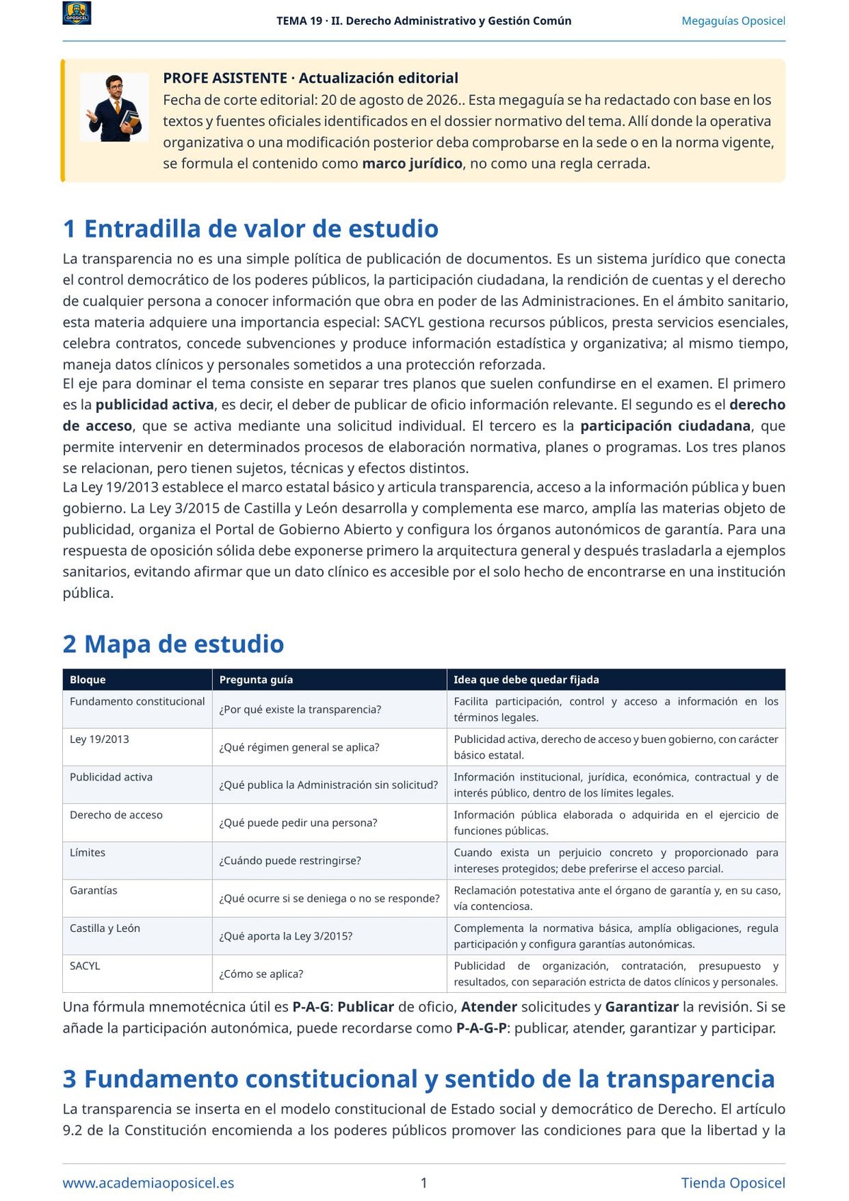 Administrativo SACYL · Tema 19: Transparencia y buen gobierno