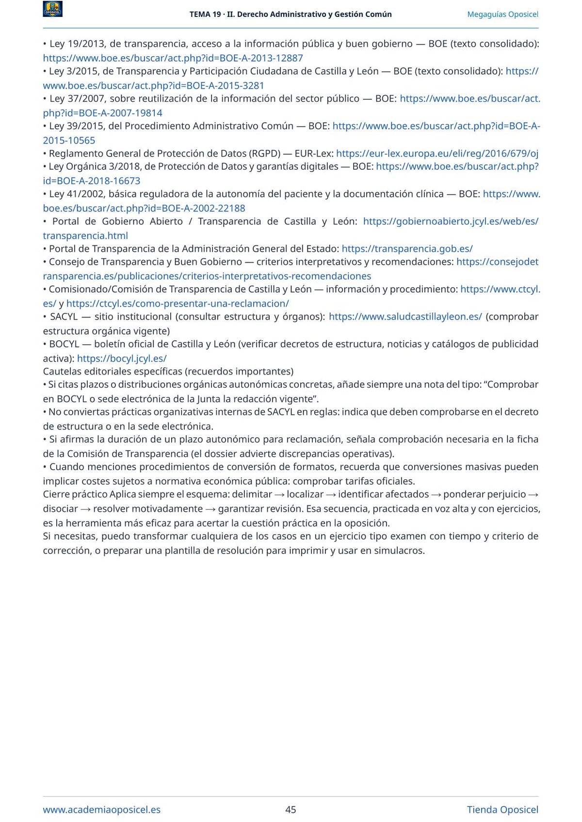 Administrativo SACYL · Tema 19: Transparencia y buen gobierno