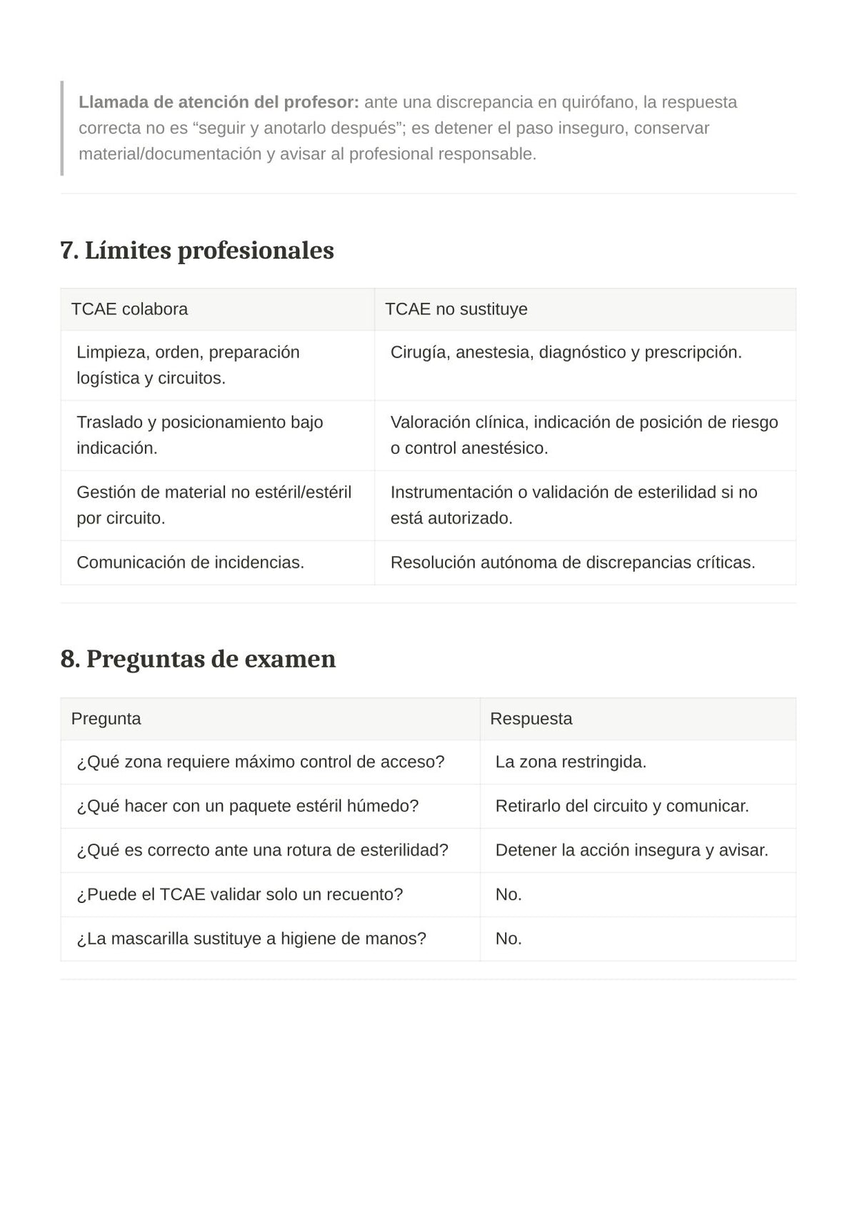TCAE SACYL: Funciones del TCAE en el área quirúrgica