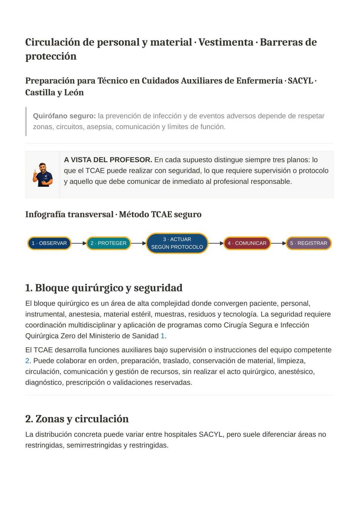 TCAE SACYL: Funciones del TCAE en el área quirúrgica