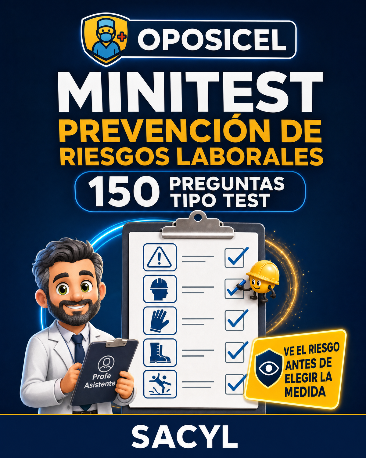 OPOSICEL: portada de Minitest de prevención de riesgos laborales SACYL