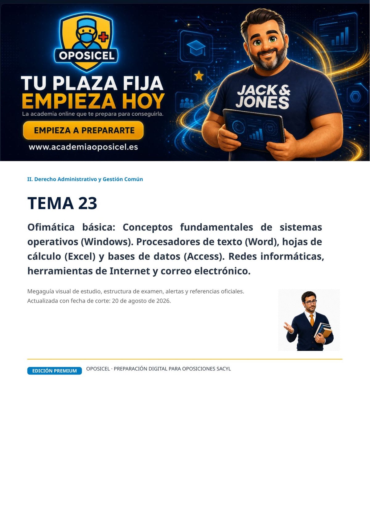 Administrativo SACYL · Tema 23: Ofimática: Windows, Word, Excel y Access