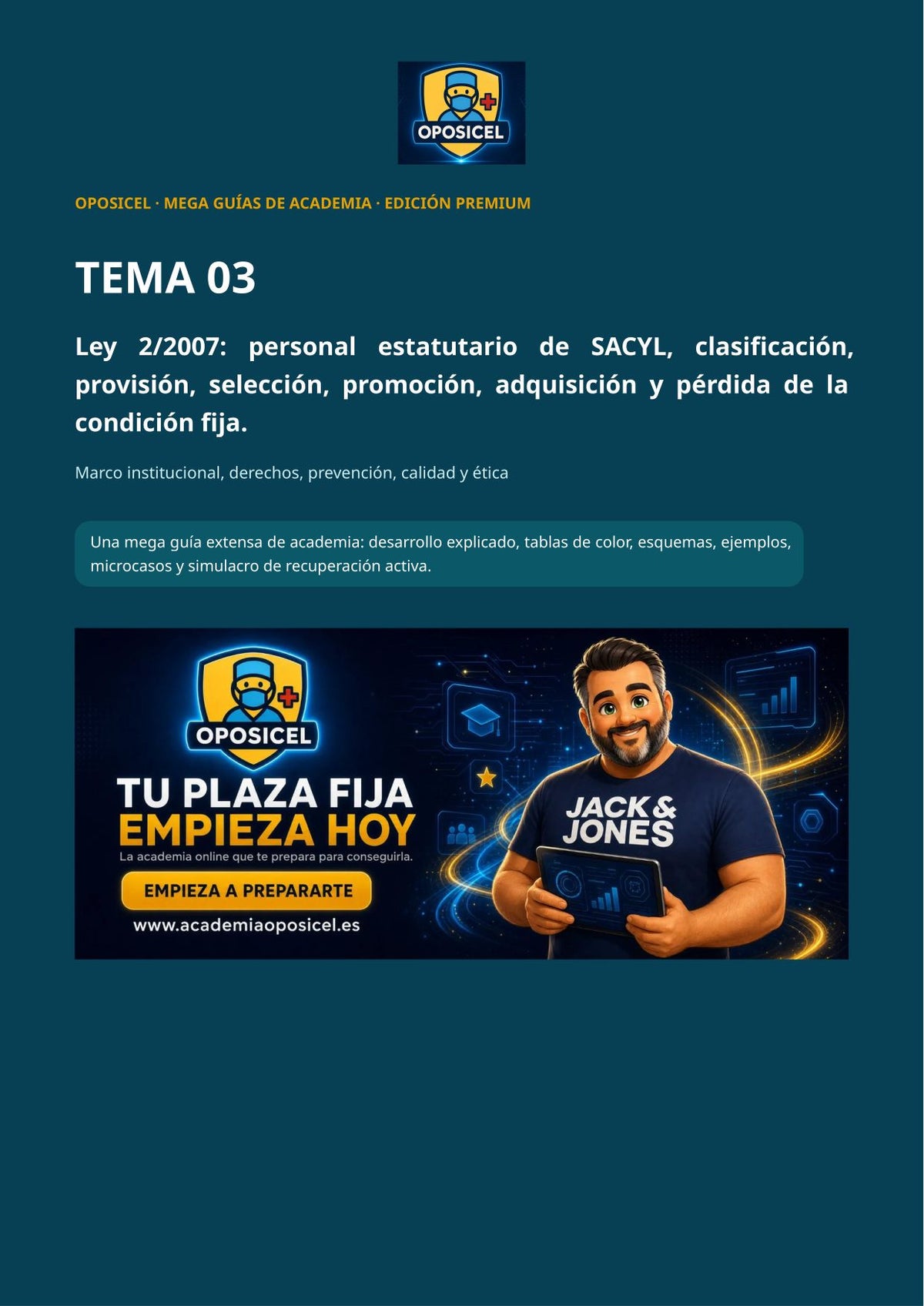 Técnico/a en Farmacia SACYL: Tema 03 — Personal Estatutario