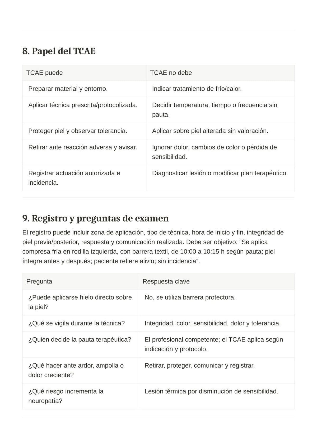 TCAE SACYL: Frío y calor