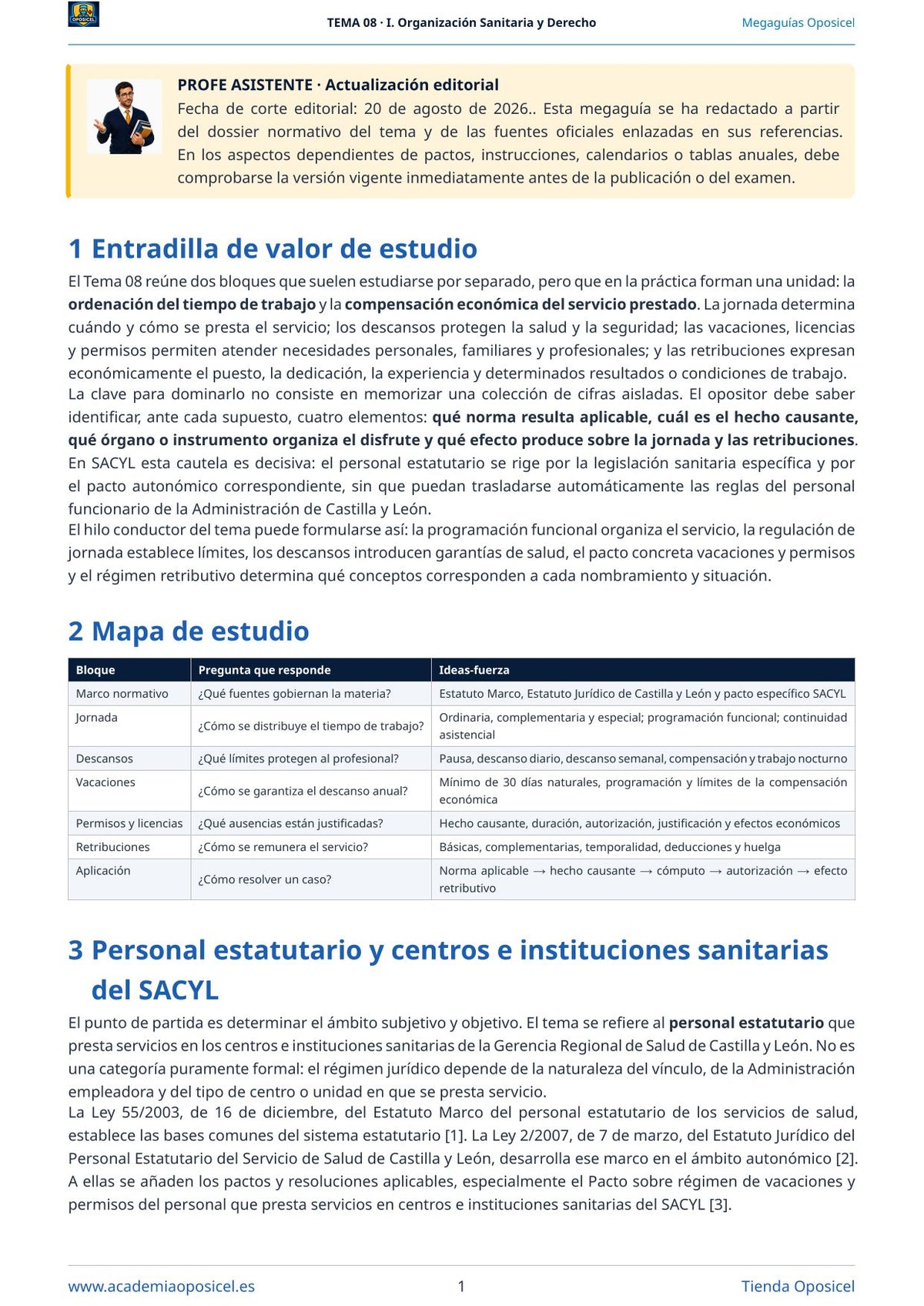 Administrativo SACYL · Tema 8: Jornada, vacaciones, licencias y permisos